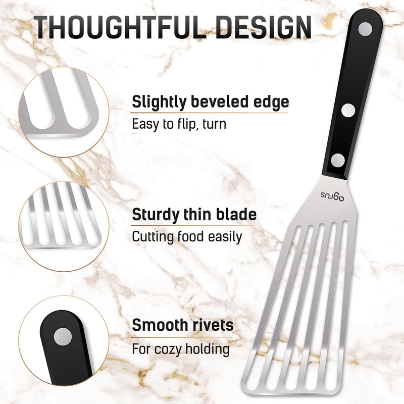 AGRUS Fish Spatula Stainless Steel, Size 11 inch, Blade 6.5 inch, Plastic Handle, Flexible Metal, Angled Slotted Turner - Image 3